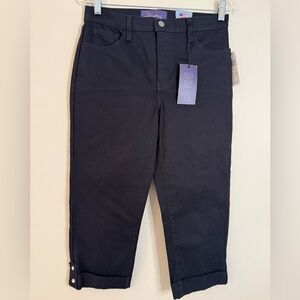 NYDJ Lift Tuck black crop denim jeans embellished SZ 4